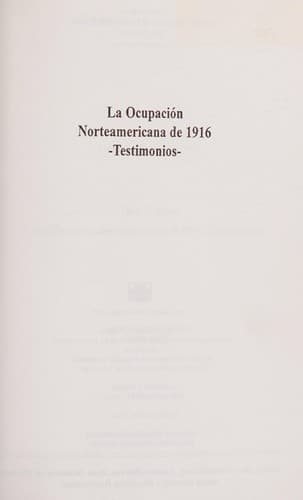 Portada de La ocupación norteamericana de 1916