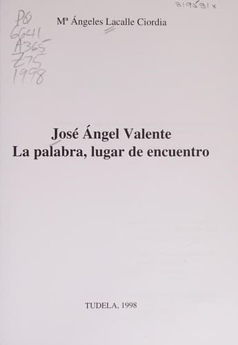 Portada de José Ángel Valente
