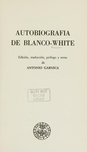 Portada de Autobiografía de Blanco-White
