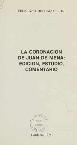 Portada de La coronación de Juan de Mena