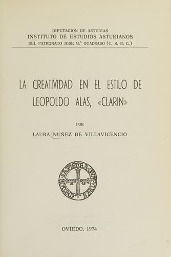 Portada de La creatividad en el estilo de Leopoldo Alas, "Clarín"