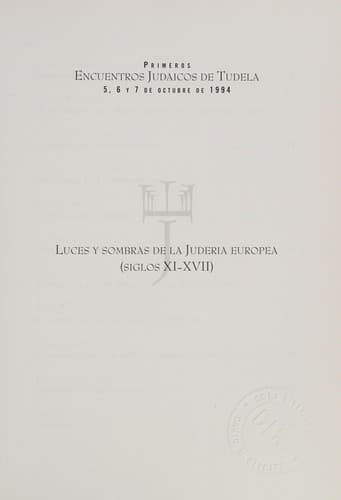 Portada de Luces y sombras de la Judería europea (siglos XI-XVII)