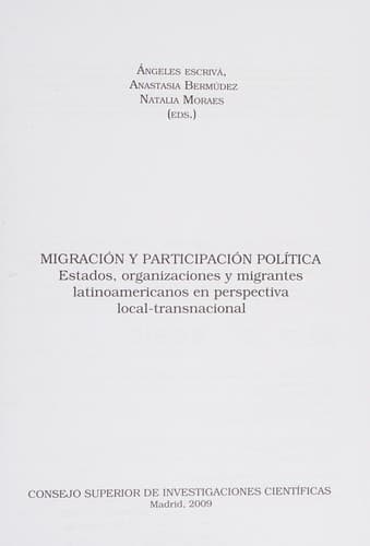 Portada de Migración y participación política