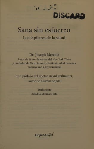 Portada de Sana Sin Esfuerzo. 9 Sencillos Pasos para... perder Peso y Recuperes Tu Salud / e Ffortless Healing