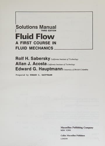 Portada de Solutions manual: Fluid flow