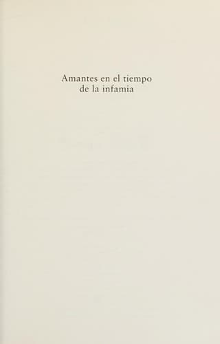 Portada de Amantes en el tiempo de la infamia