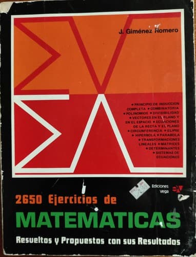 Portada de 2650 ejercicios de Matemáticas resueltos