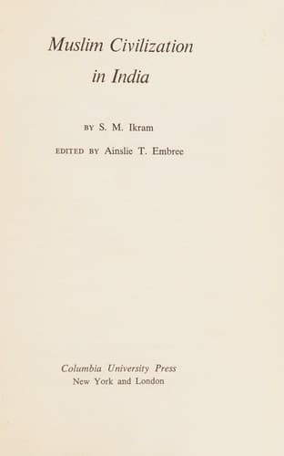 Portada de Muslim civilization in India