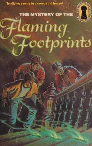 Portada de The three investigators in The Mystery of the Flaming Footprints