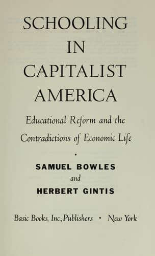 Portada de Schooling in capitalist America