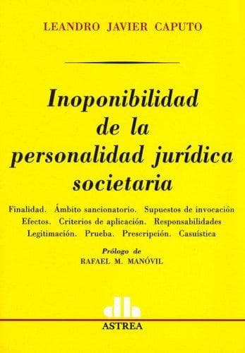Portada de Inoponibilidad de La Personalidad Juridica Societaria