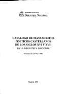 Portada de Catálogo de manuscritos poéticos castellanos de los siglos XVI y XVII en la Biblioteca Nacional