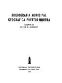 Portada de Bibliografía municipal geográfica puertorriqueña