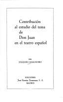 Portada de Contribución al estudio del tema de Don Juan en el teatro español
