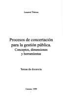 Portada de Procesos de concertación para la gestión pública