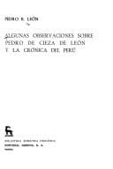 Portada de Algunas observaciones sobre Pedro de Cieza de León y la Crónica del Perú