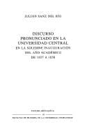Portada de Discurso Pronunciado En La Universidad Central En La Solemne Apertura Del Ano Academico De 1857 a 185