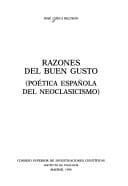 Portada de Razones del buen gusto
