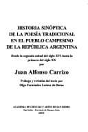 Portada de Historia sinóptica de la poesía tradicional en el pueblo campesino de la República Argentina