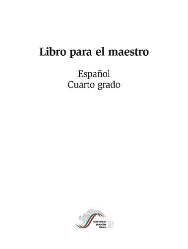 Portada de Libro para el Maestro. Español. Cuarto Grado