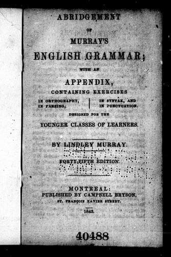 Portada de Abridgement of Murray's English grammar