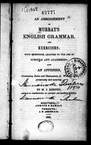 Portada de An abridgement of Murray's English grammar and exercises