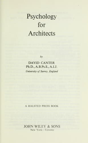 Portada de Psychology for architects
