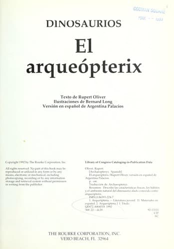 Portada de El arqueópterix