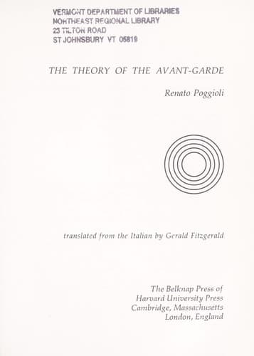 Portada de The theory of the avant-garde