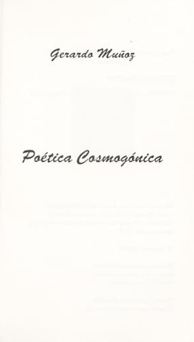 Portada de Poética cosmogónica