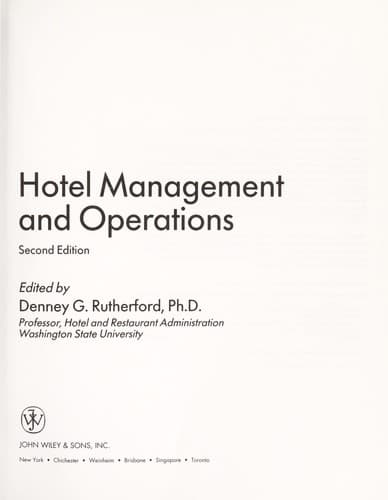 Portada de Hotel management and operations
