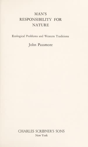 Portada de Man's responsibility for nature