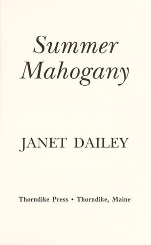 Portada de Summer mahogany
