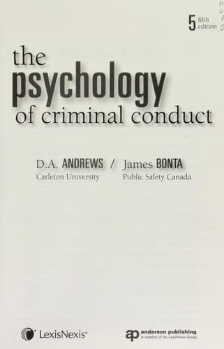 Portada de The psychology of criminal conduct