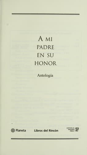 Portada de A mi padre en su honor