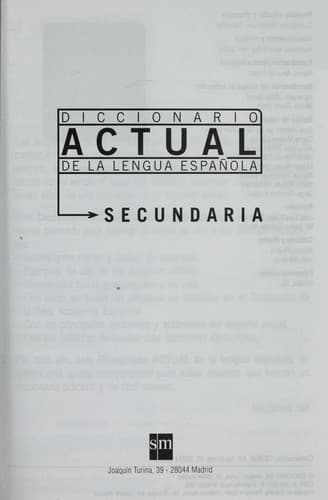 Portada de Diccionario actual de la lengua espan ola