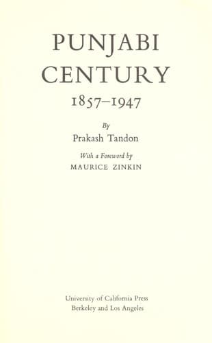 Portada de Punjabi century, 1857-1947
