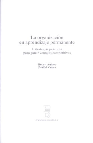 Portada de La organizacio n en aprendizaje permanente