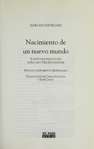 Portada de Nacimiento de un nuevo mundo
