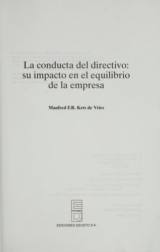 Portada de La conducta del directivo: su impacto en el equilibrio de la empresa