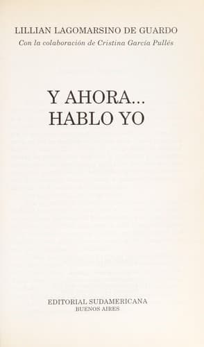 Portada de Y ahora-- hablo yo