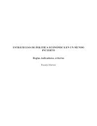 Portada de Estrategias de política económica en un mundo incierto