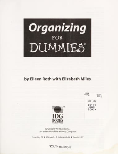 Portada de Organizing for dummies