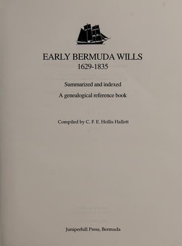Portada de Early Bermuda wills, 1629-1835