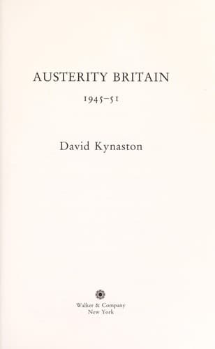 Portada de Austerity Britain, 1945-51