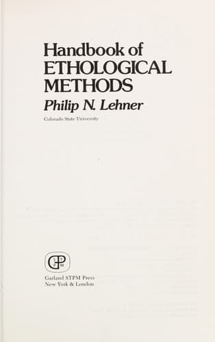 Portada de Handbook of ethological methods