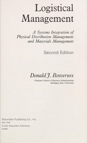 Portada de Logistical management