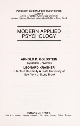 Portada de Modern applied psychology