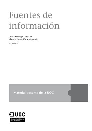 Portada de Fuentes de información