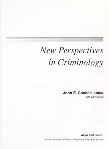 Portada de New perspectives in criminology